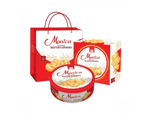 Hộp bánh quy bơ Monica 380g (đỏ)